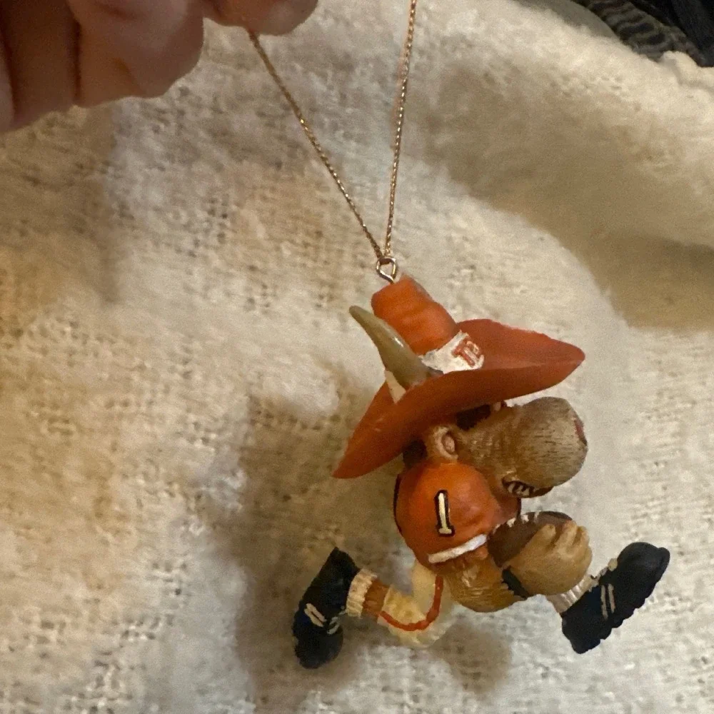 Texas Football Jersey Mascot Longhorn Bevo Bull Christmas Ornament Orange White